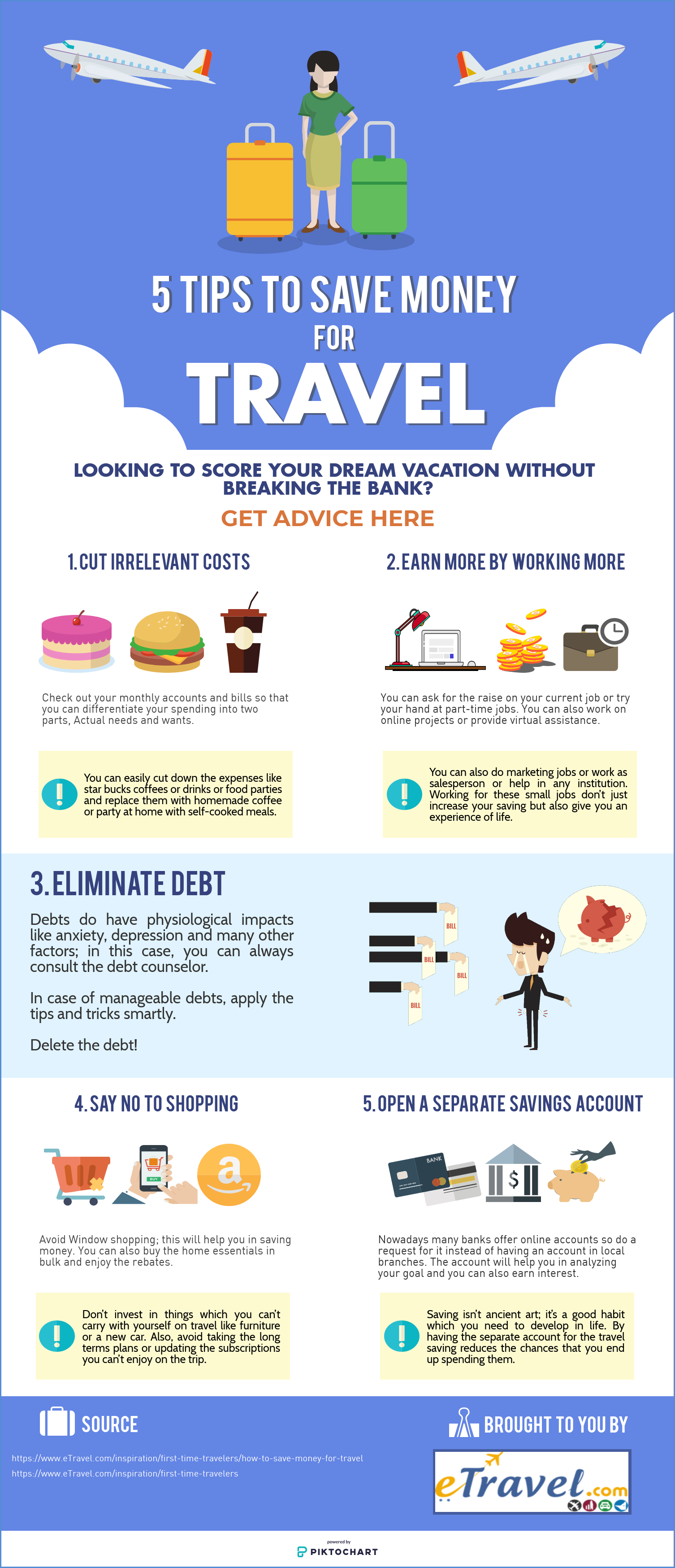 Ways to Save Money for Vacation Infographic